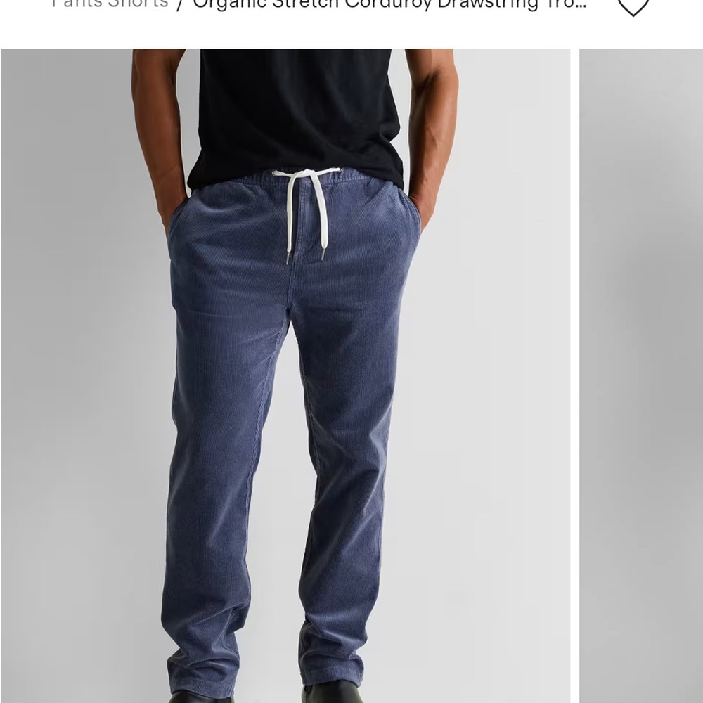 PAIGE Men's Navy Corduroy Drawstring Pants